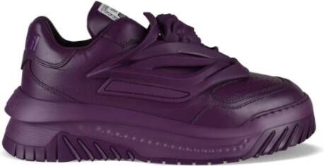 Versace Paarse Leren Sneakers met Medusa Head Purple Heren