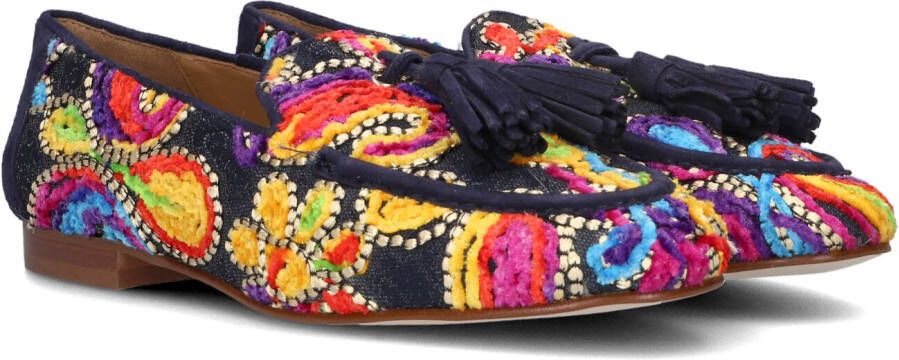Pedro Miralles Blauwe Loafers met Kleurrijke Print Multicolor Dames