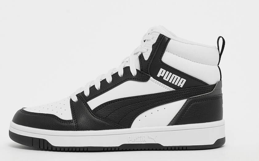 Puma Rebound V6 Mid Jr White Black shadow Gray Fashion sneakers Schoenen weiß maat: 36 beschikbare maaten:36 37.5 38.5 39