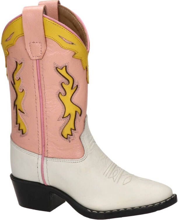 Bootstock Candy leren cowboylaarzen wit roze Meisjes Leer Meerkleurig 33