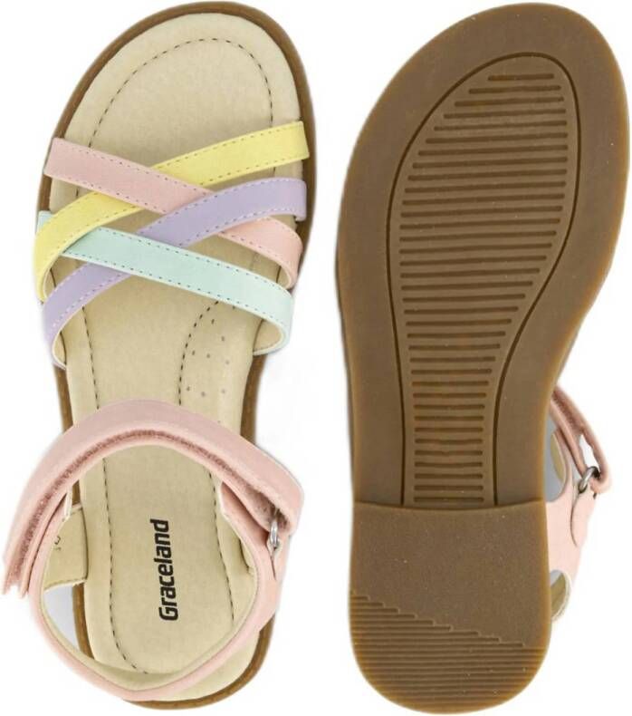 Graceland sandalen geel roze