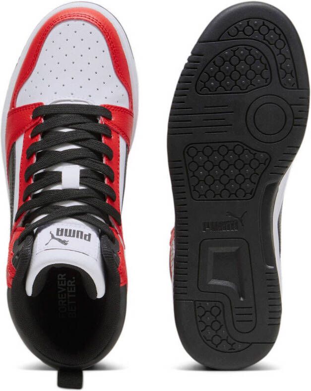 Puma Rebound V6 Mid sneakers wit rood zwart