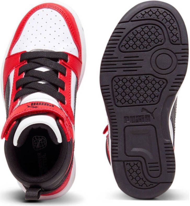 Puma Rebound V6 Mid sneakers wit zwart rood