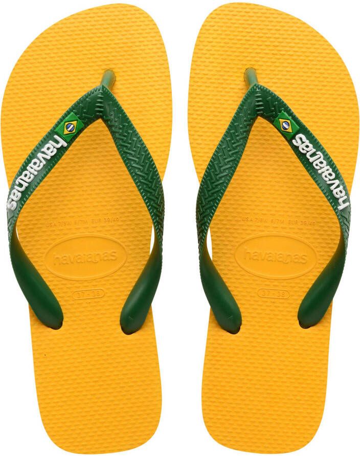 Havaianas Brasil Logo teenslippers geel groen Jongens Meisjes Rubber 33 34