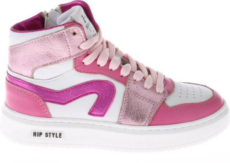 Hip H1665 leren sneakers roze wit