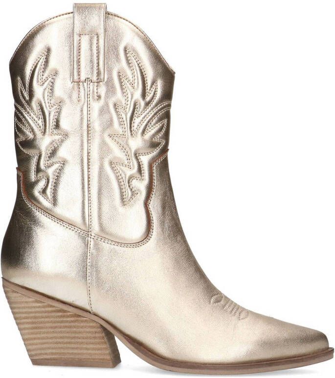 Manfield Dames Goudkleurige metallic cowboy laarzen