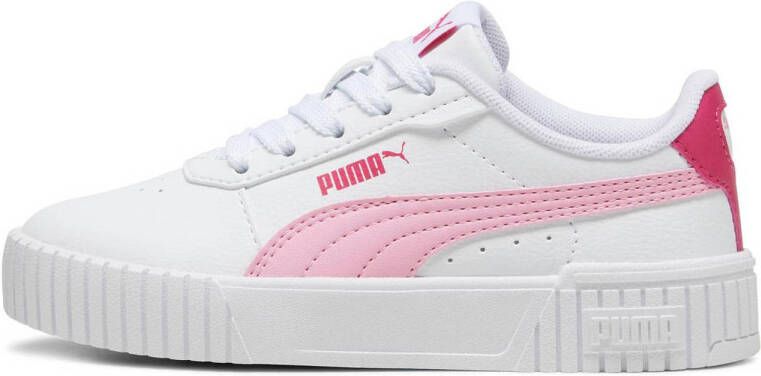 Puma Carina 2.0 sneakers wit lichtroze Jongens Meisjes Imitatieleer Effen 30