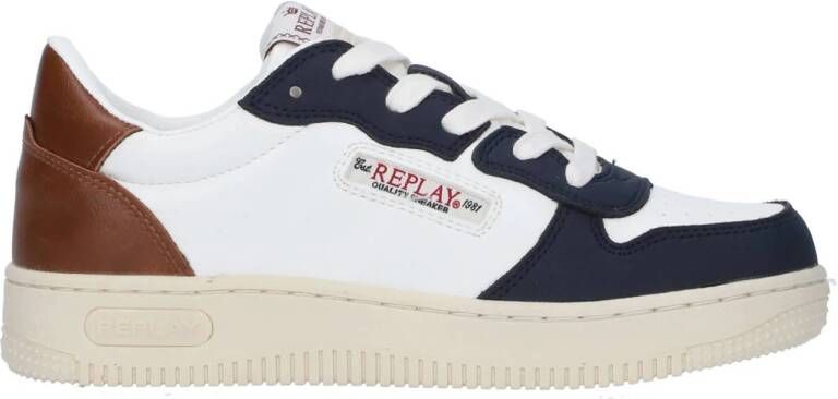 REPLAY Epic Jr sneakers wit donkerblauw