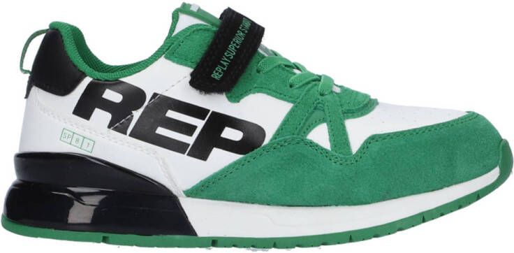 REPLAY Shoot Jr suède sneakers groen wit