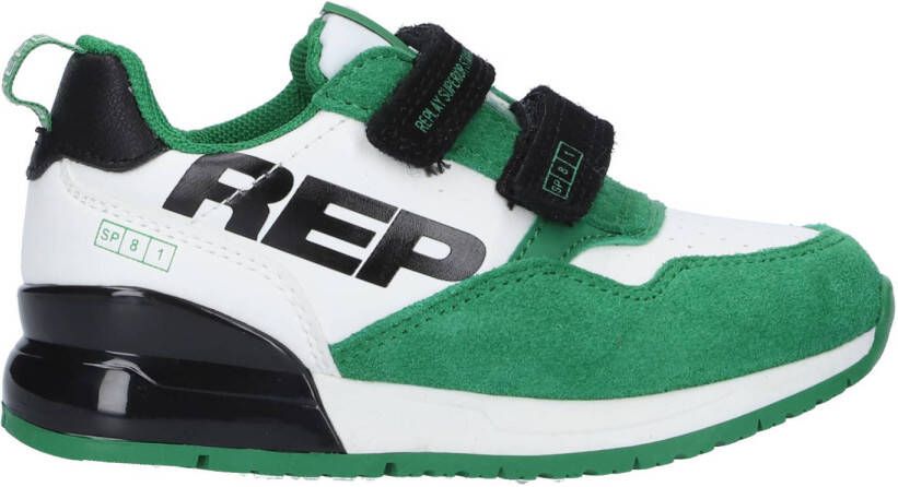 Replay Shoot kid suède sneakers groen wit Jongens Suede Meerkleurig 24