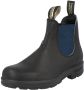 Blundstone Zwarte Leren Enkellaarzen met Marineblauwe Zijelastieken Black - Thumbnail 3