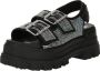 Buffalo Stijlvolle Grijze Platte Sandalen Black Dames - Thumbnail 2