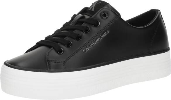 Calvin Klein Sneakers BOLD VULC FLATF LOW LTH IN halfschoen veterschoen freizeitschoen met ck-logo op de hak