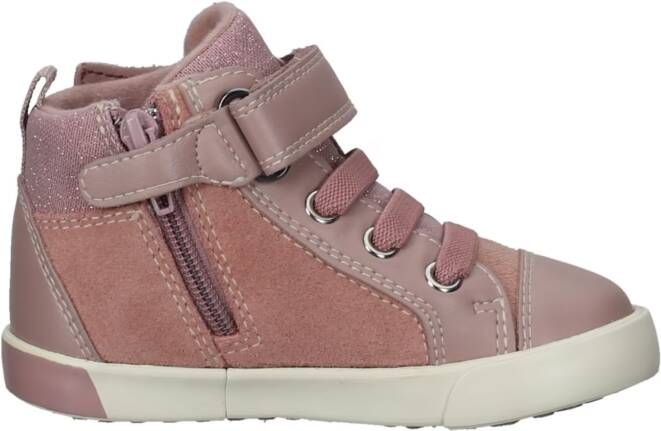 GEOX Kilwi velcro elastiek bling veugels hoge lederen sneakers Roze - Foto 4