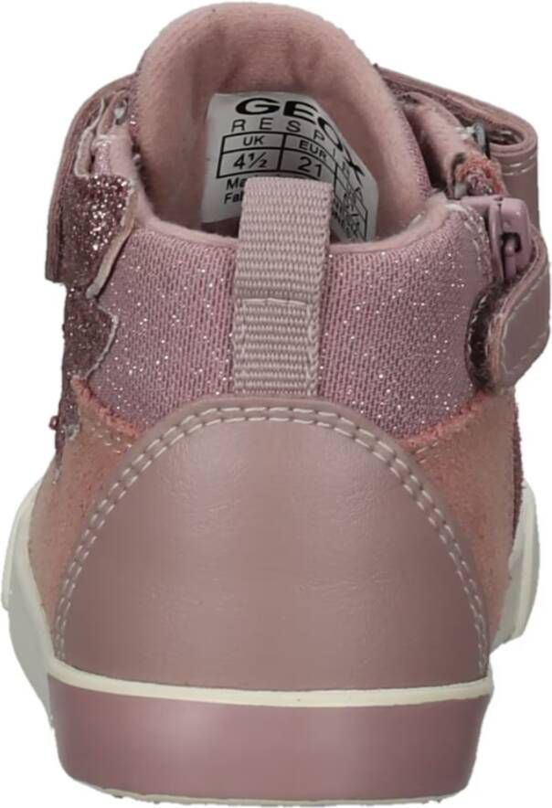 GEOX Kilwi velcro elastiek bling veugels hoge lederen sneakers Roze - Foto 5