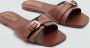 Mango leren slippers cognac - Thumbnail 7