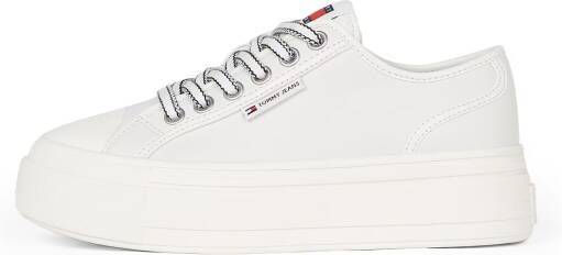 TOMMY JEANS Plateausneakers TJW FOXING VULC LC LEATHER vrijetijdsschoen lage schoen veterschoen contrast-veters