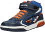 Geox J169CB Navy Orange Sneakers hoge sneakers - Thumbnail 3