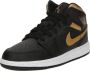 Jordan Air 1 Mid Junior Black White Metallic Gold Black White Metallic Gold - Thumbnail 2