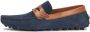 Kazar Heren marineblauwe mocassins met bruine leren inzetstukken Blue Heren - Thumbnail 2