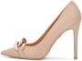 Kazar Dames beige leren pumps met gouden schakels Beige Dames - Thumbnail 2