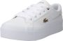 Lacoste Logo Sneakers Mat Leer Zijlabel In reliëf Brede Zool White Dames - Thumbnail 5