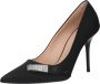 Love Moschino Zwarte Satijnen Platte Schoenen met Fettuccine Decoratie Black Dames - Thumbnail 2