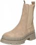 PS Poelman Dames NORA Nude Suède Leren Chunky Chelsea Laars Instappers met Elastiek Beige Taupe - Thumbnail 2