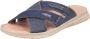 Rieker Blauwe Gekruiste Banden Leren Slipper Blue Heren - Thumbnail 5