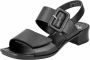 Rieker Zwarte leren platte sandalen Zwart Dames - Thumbnail 4