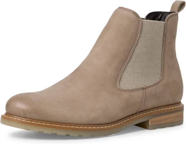 Tamaris Chelsea boots van leer met siernaad