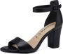 Tamaris Zwarte Leren Hoge Hak Sandalen Black Dames - Thumbnail 5