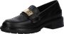 Tommy Hilfiger Zwarte Leren Loafer met Gouden Logo Black Dames - Thumbnail 2