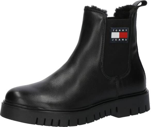 Tommy Jeans Chelsea boots van leer met elastische inzet