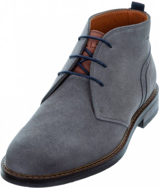 Van Lier Boston suede veterschoenen grijs