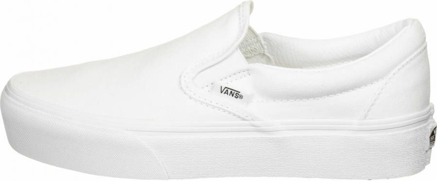 white slip on canvas vans