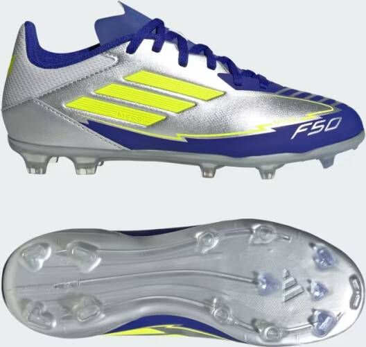 Adidas Perfor ce F50 League Messi Firm Multi-Ground Voetbalschoenen Kids Kinderen Zilver