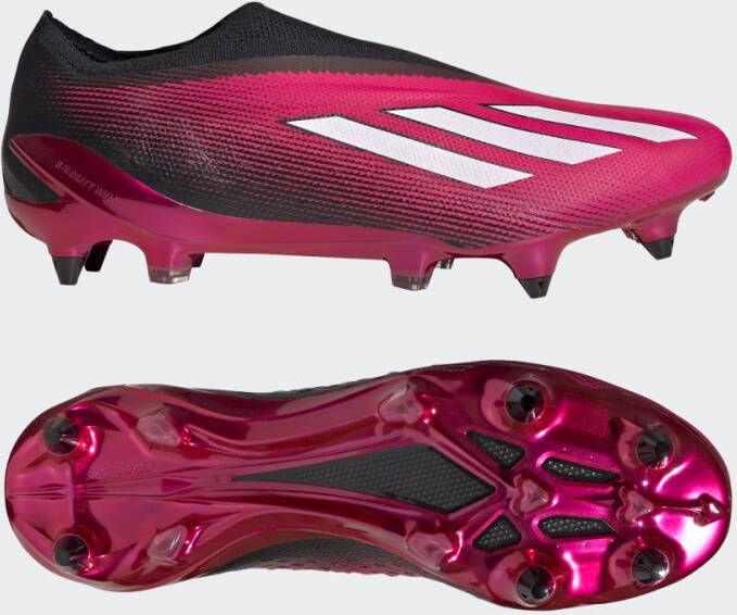 Adidas X Speedportal+ IJzeren-Nop Voetbalschoenen (SG) Roze Zwart Wit