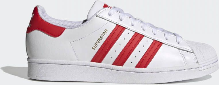 adidas superstar white with red stripes