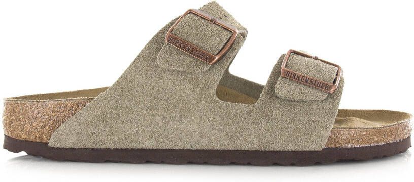 BIRKENSTOCK Arizona slippers taupe Beige Suede Platte sandalen Unisex