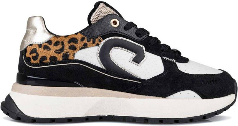 Cruyff Hyde Runner black beige leopard Zwart Leerlook Lage sneakers Dames