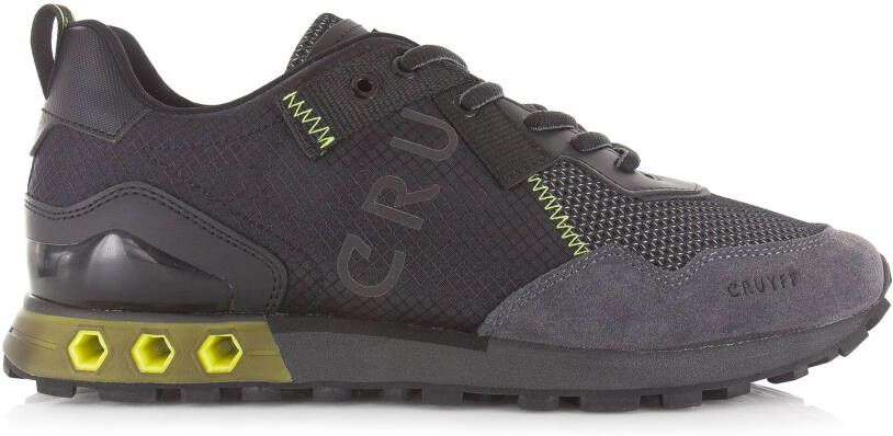 Cruyff Superbia Hex Dk. Grey Black Fluo Yellow Grijs Leer Lage sneakers Heren