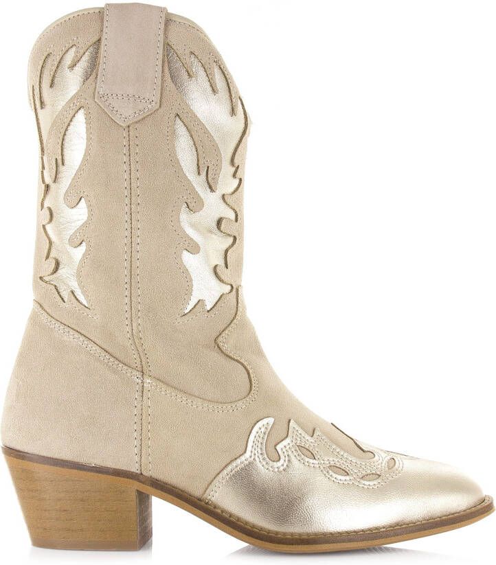 DWRS LABEL Bella Sand Champagne Beige Suede Cowboy laarzen Dames - Foto 1