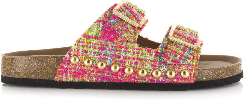 DWRS LABEL DWRS Malibu tweed | pink Roze Textiel Slippers met gesp Dames