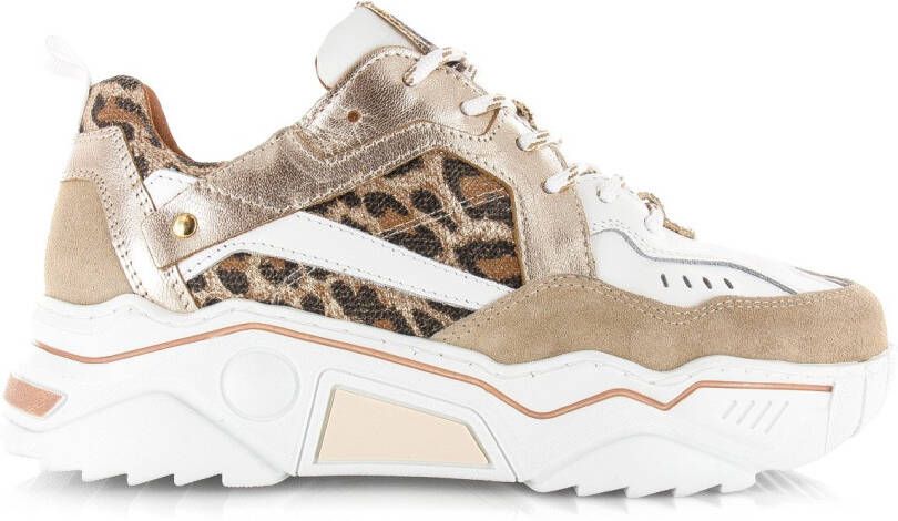 DWRS LABEL DWRS PLUTO leopard white sand Wit Leer Lage sneakers Dames