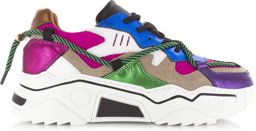 DWRS LABEL JUPITER Pink Dark green Roze Leer Lage sneakers Dames