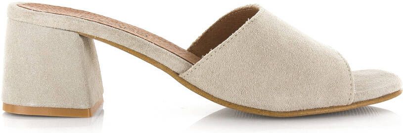 DWRS LABEL Marbella sand | suède hak Beige Suede Sandalen met hak Dames