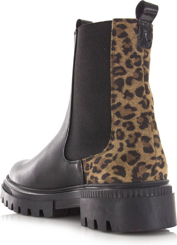 Bullboxer chelsea boot met panterprint Zwart Leer Chelsea boots Dames