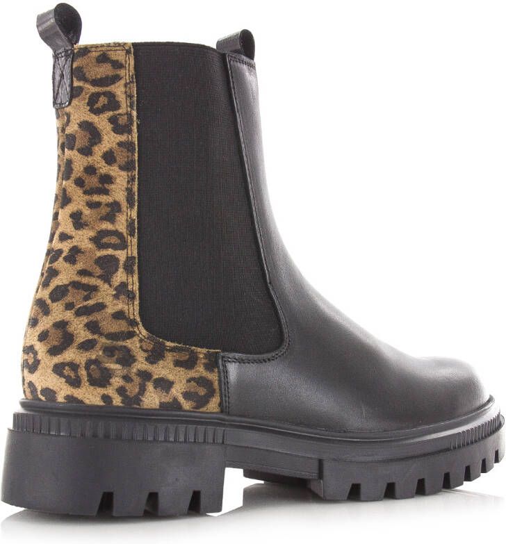 Bullboxer chelsea boot met panterprint Zwart Leer Chelsea boots Dames