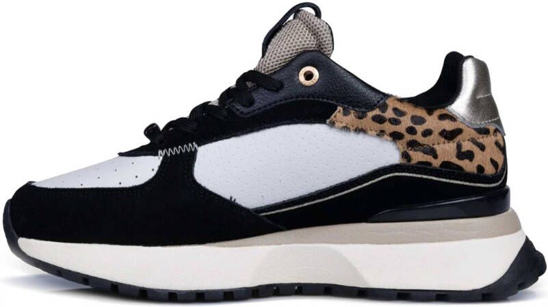 Cruyff Hyde Runner black beige leopard Zwart Leerlook Lage sneakers Dames